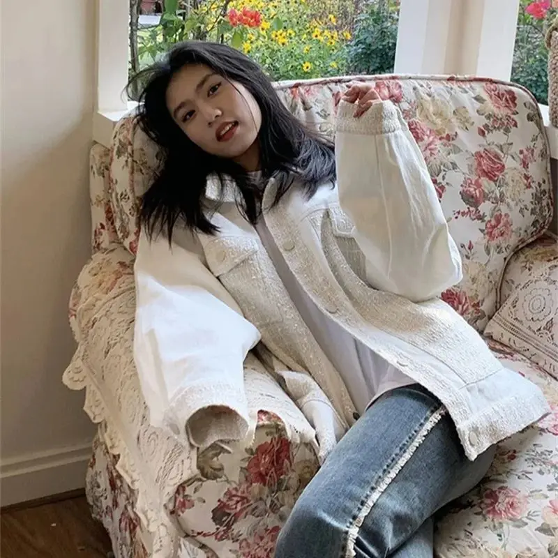 Kleine geur patchwork jas dames nieuwe losse China-chique cool niche-ontwerp kleur bijpassende revers jas top in de herfst van 2025