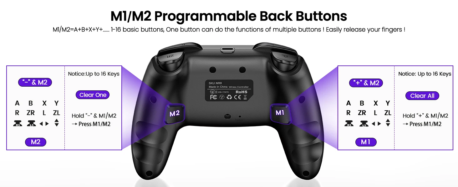 Dinofire Wireless Bluetooth RGB Controller for Nintendo Switch/Switch OLED/Lite Mobile Wired PC Gamepad Multi-Function Joystick