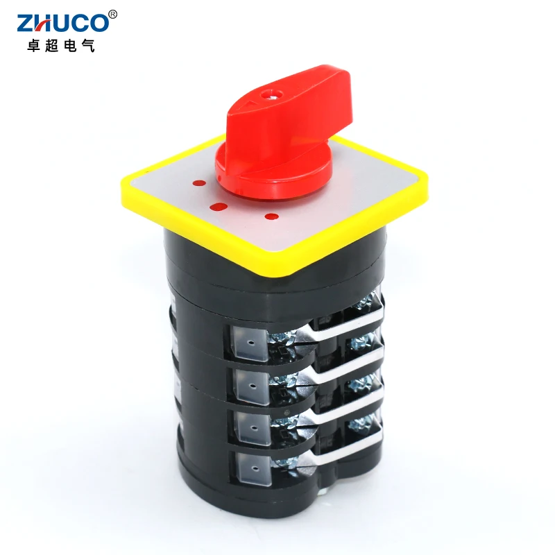 ZHUCO LW5D-16/5.5S.4 16A Three Position Four Pole 16 Screws Electric Rotary Panel Mount Selector Control Changeover Cam Switch