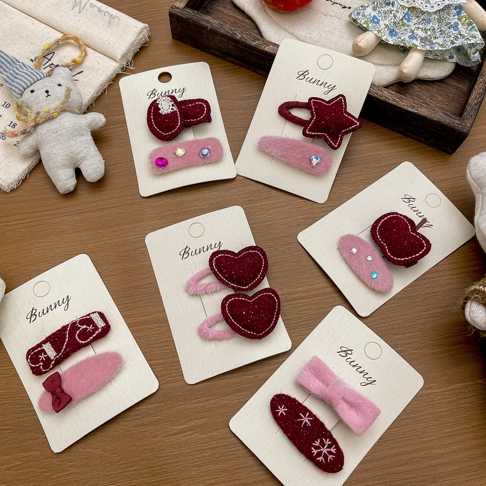 New Red and Pink Love Hairpin Cute Hair Accessories Sweet Girl Headgear Hairpin Bangs Broken Hairpin