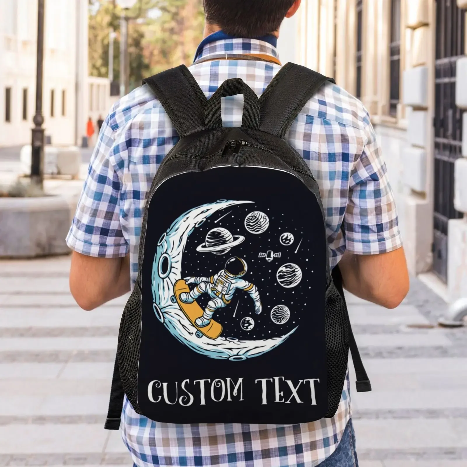 Ransel Moon Skateboard yang Dapat Disesuaikan - Poliester Tahan Lama, Tali yang Dapat Disesuaikan, Kompartemen Laptop untuk Kerja & Sekolah