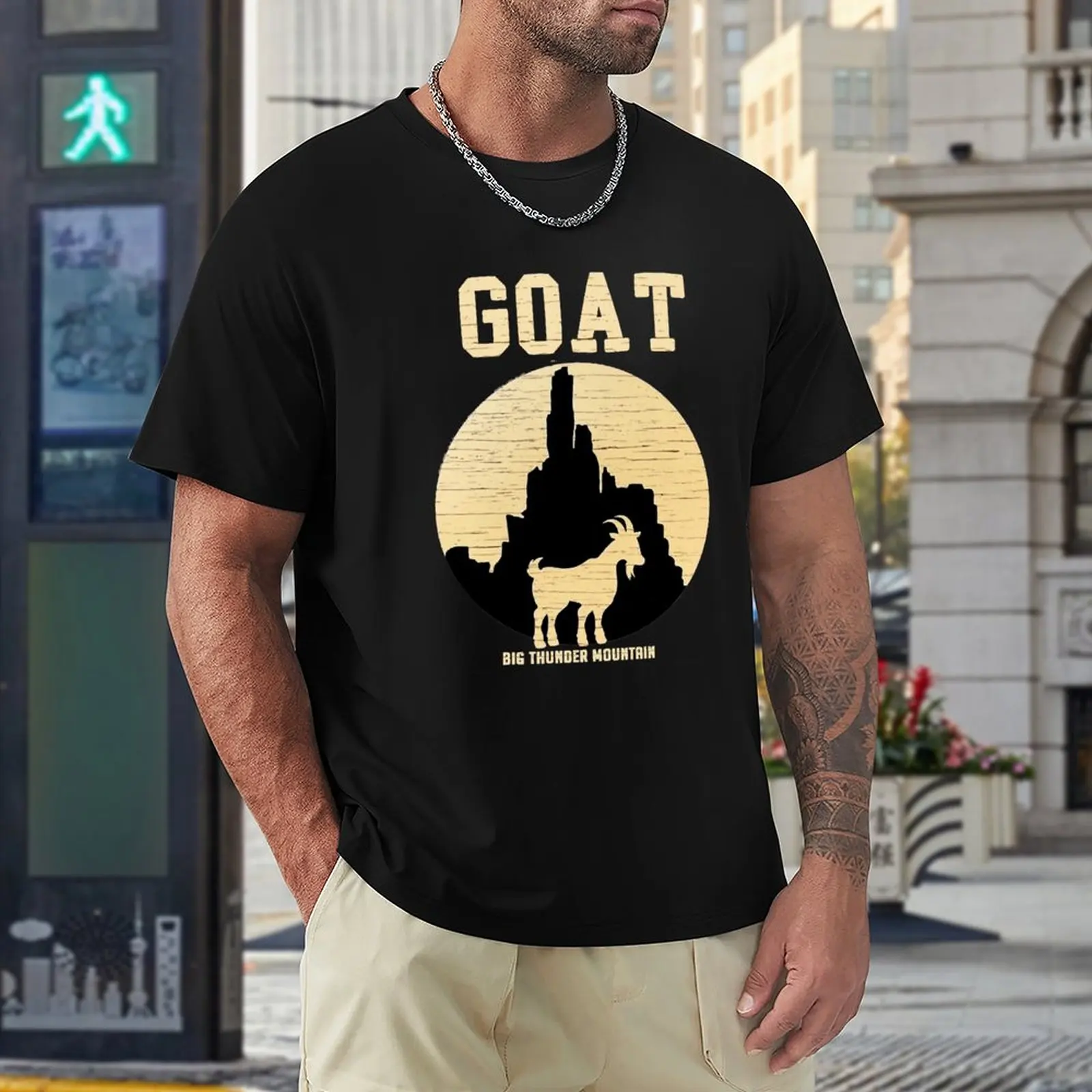 T-shirt Big Thunder Mountain GOAT maglietta vintage magliette nere maglietta da uomo grafica