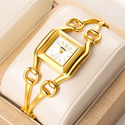 YaLaLuSi Newest Ladies Quartz Watches Women's Small Watches Luxury Casual Fashion Bracelet Including Tools Gold-White