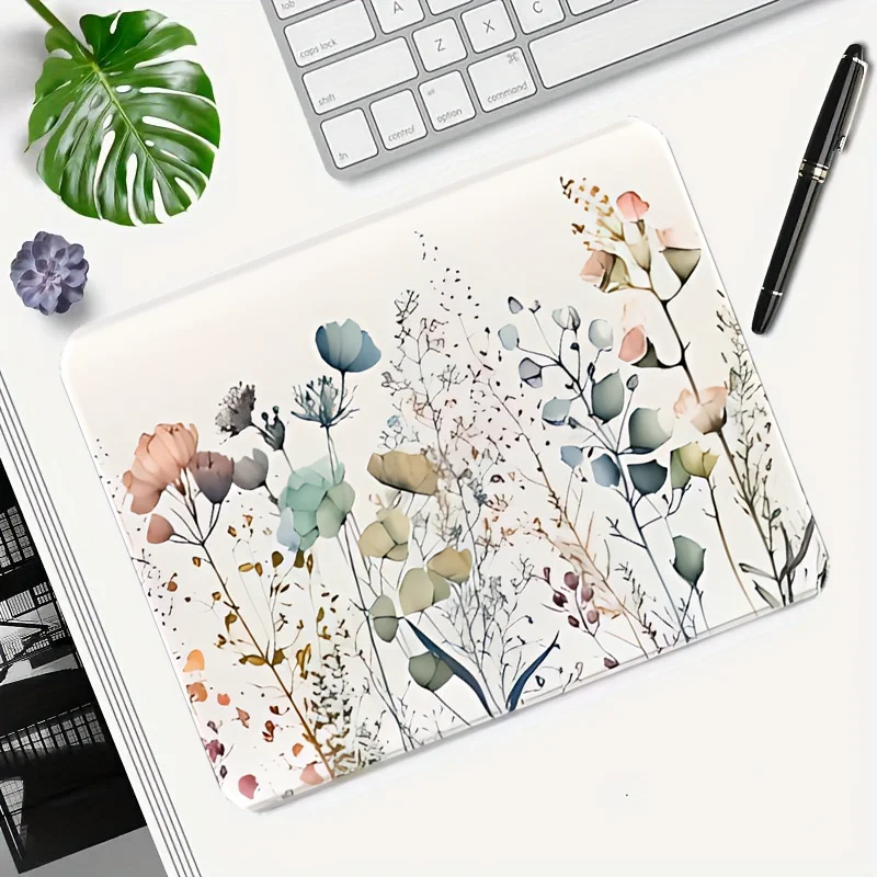 Stylish floral print mousepad, extended desk mat, 35.4x15.7in, long mousepad with non-slip rubber base, ideal for gamers, home o