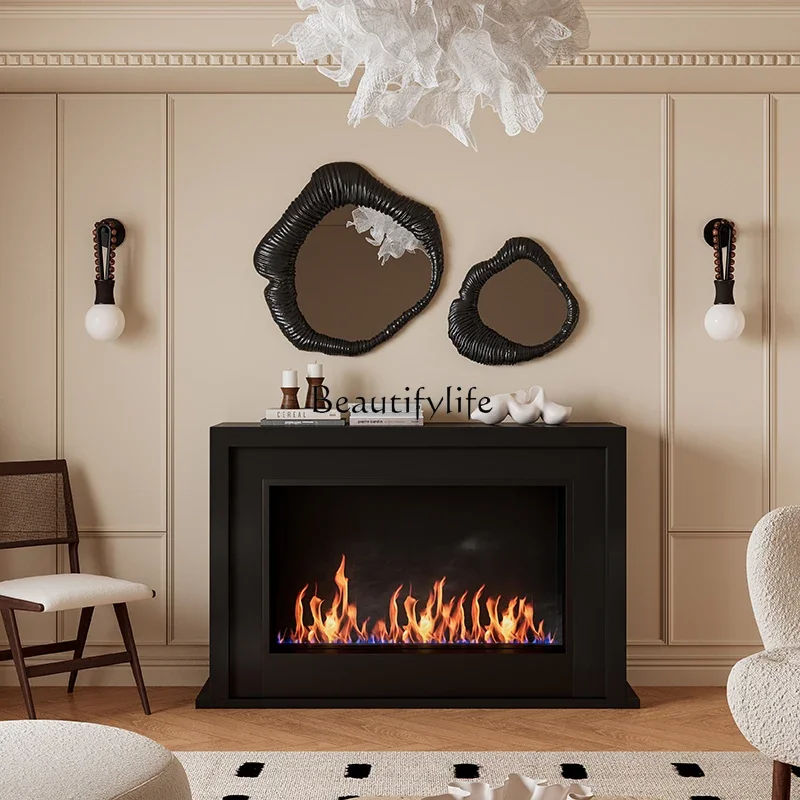 

ls 27 French fireplace decorative cabinet simulation fire American retro porch cream wind medieval