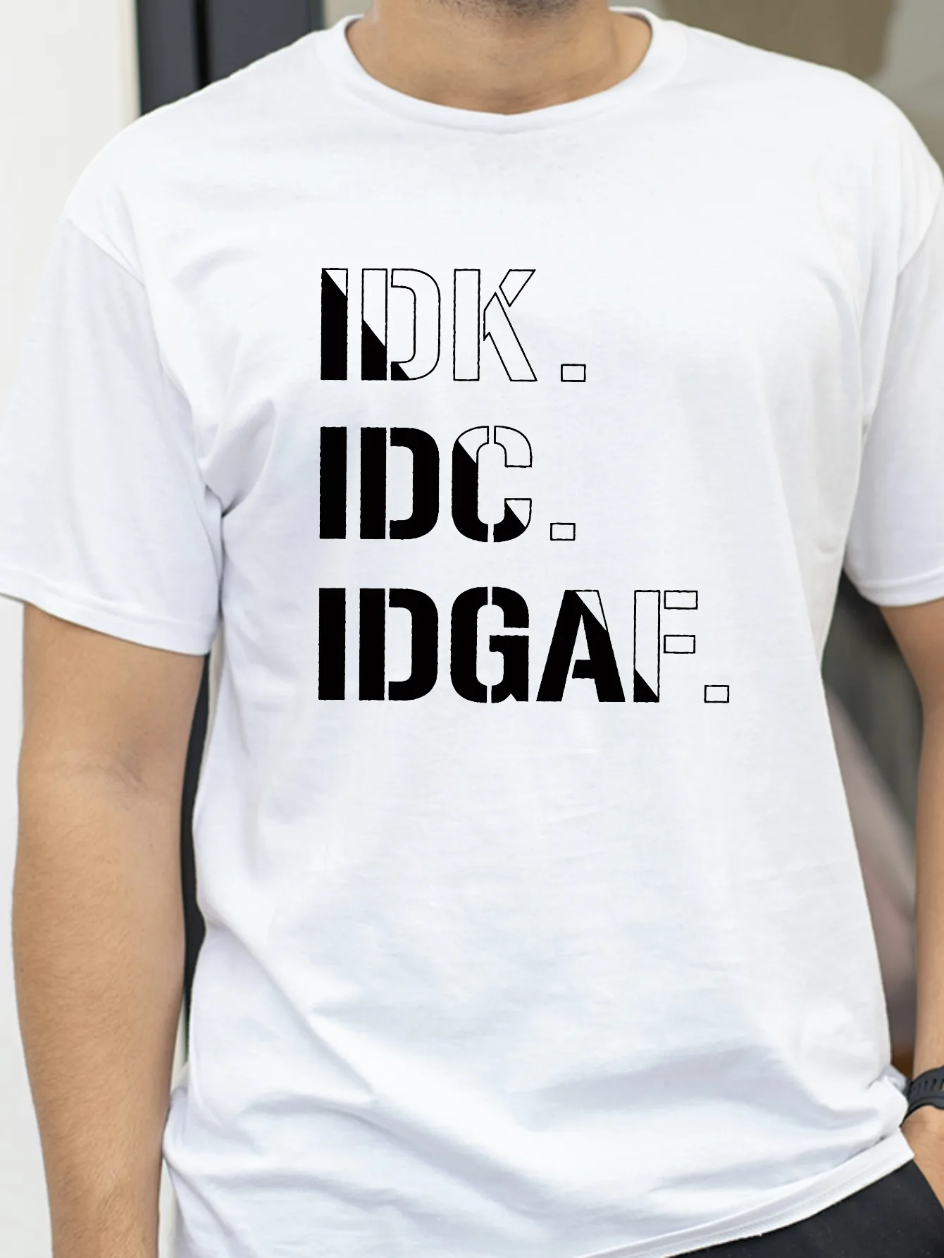 

IDK IDC IDGAE T-shirt Summer Men Hip Hop Casual Oversized Tshirt Male Short Sleeve Tees