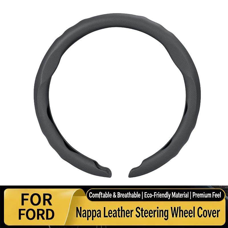 

TPU Nappa Leather Steering Wheel Cover for Ford Mondeo Focus Ranger Escape F-150 Edge Explorer Bronco Puma Mustang Transit