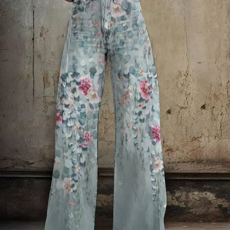 

Джинсы женские с высокой талией, свободные, расклешенные, больших размеров, широкие штанины, повседневные, модные, весна-осень 2025, новинка