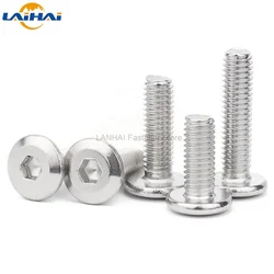 1/50pcs M3 M4 M5 M6 M8 304 Stainless Steel Large Flat Hex Hexagon Socket Head Allen Furniture Rivet Screw Connector Joint Bolt