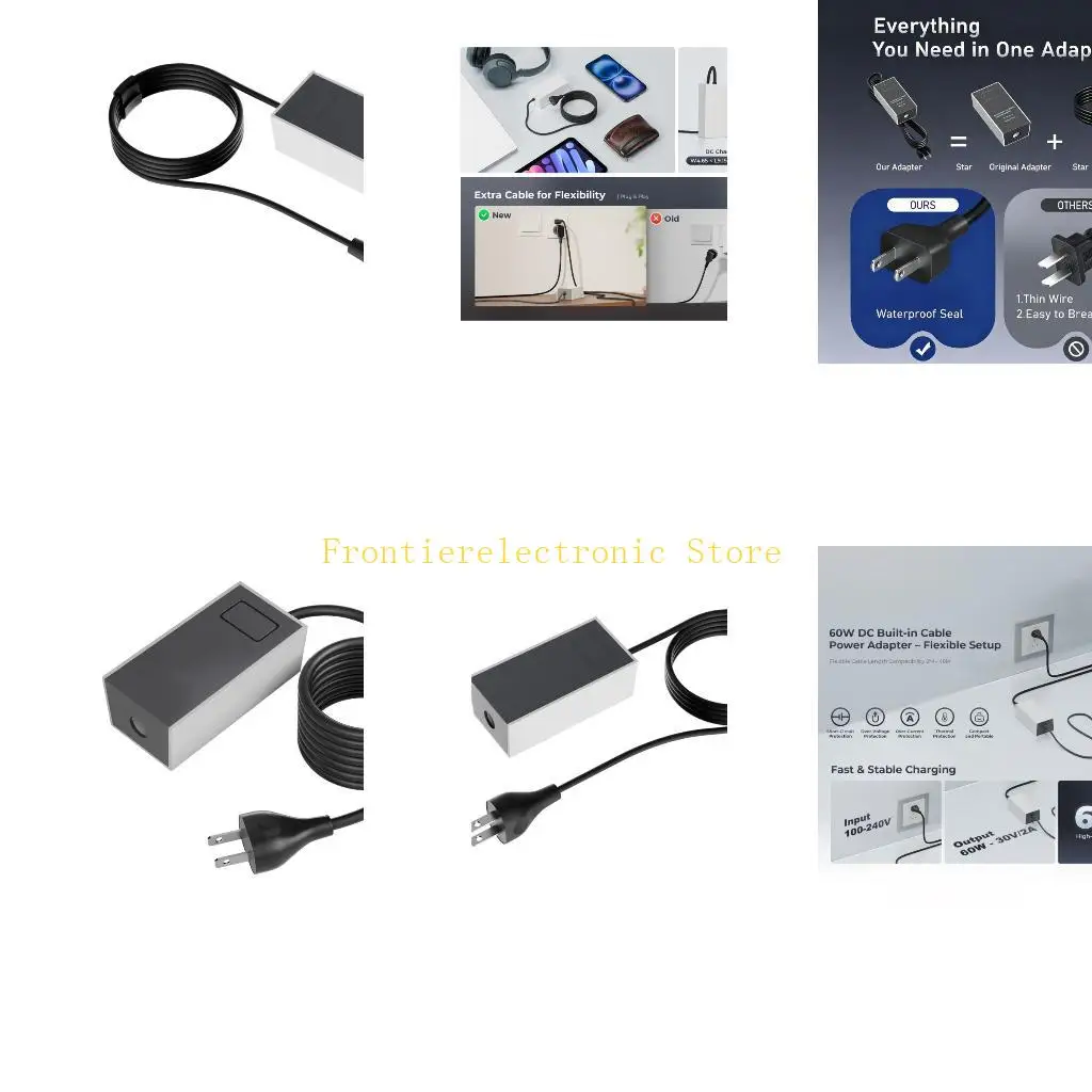 G8DB Home Setups AC100-240V Power Adapter with US 2Prong Plug Use 150Cm/59.06in
