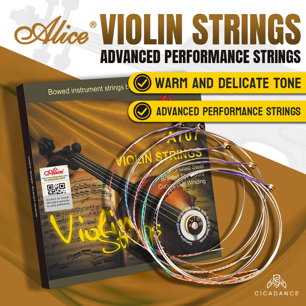 Alice A707 Violin Strings Braided Steel Core Alloy Winding For 1/8 1/4 1/2 3/4 4/4 Violin Universal Accessories Parts