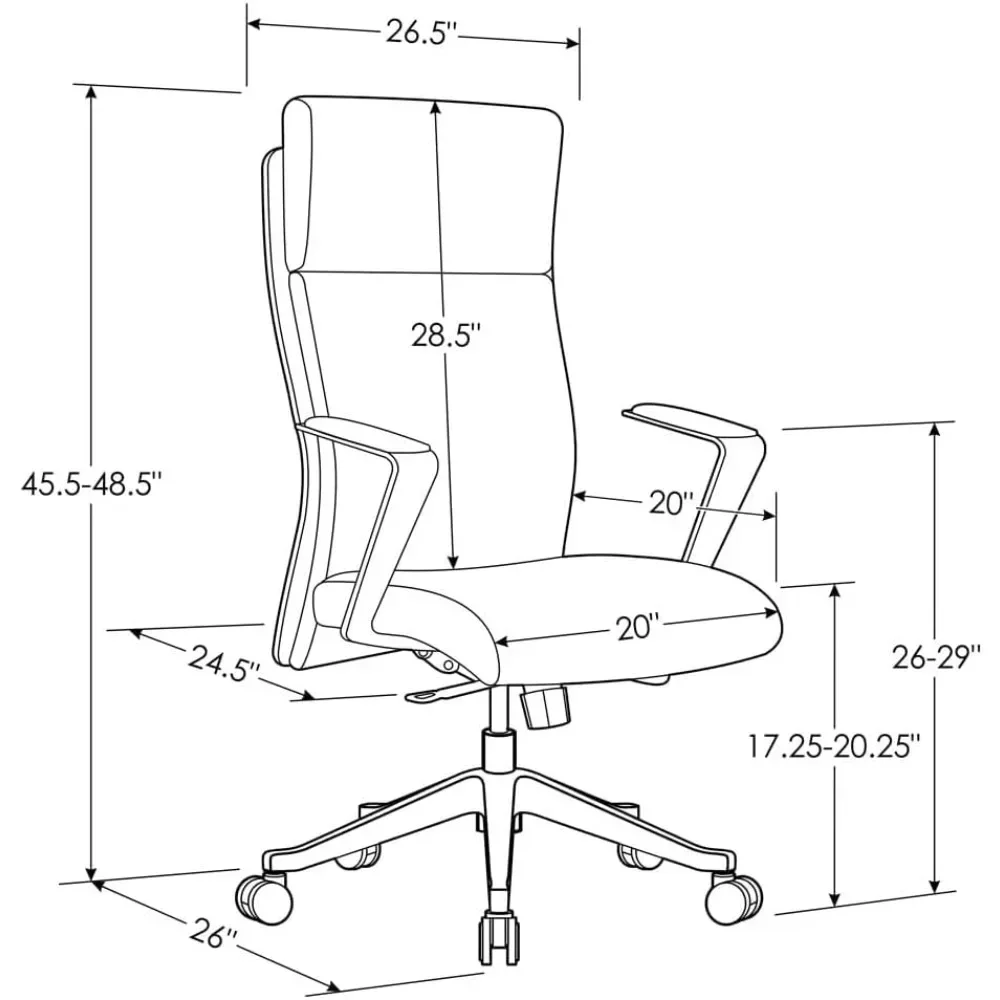 Draper Leather Executive Chair with Aluminum Frame- Black