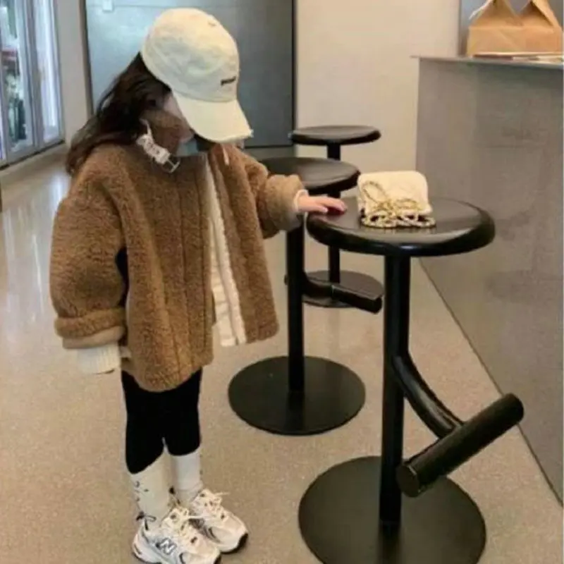 2022 inverno ragazze moda giacca in pile bambino bambini bambini cappotto caldo spesso capispalla