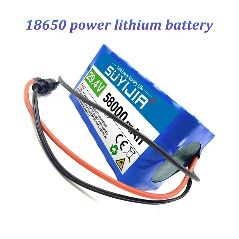 Original 18650 29.4V Rechargeable Lithium Battery Pack7S3P 24V 58000mAh Suitable for Electric Bicycle Scooter Pilha Recarregável