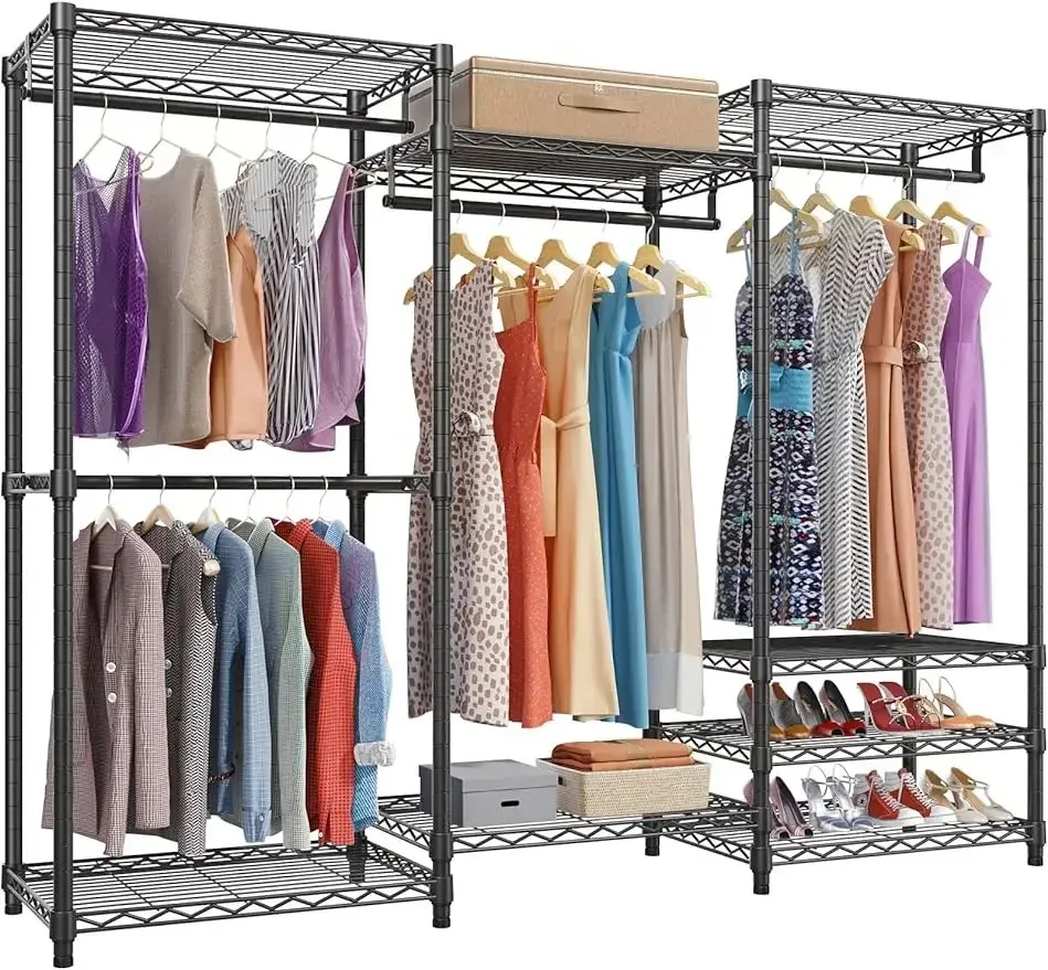 VIPEK V5 Portable Closet Wardrobe Heavy Duty Clothes Rack, Freestanding Clothing Rack with 4 Hang Rods & 8 Shelves, Adjustable