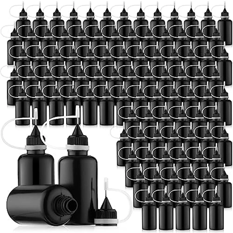 

100Pcs 30 Ml/1 Oz Black Needle Tip Glue Bottle Needles Precision Tip Applicator Bottle for Alcohol Ink DIY Craft Acrylic