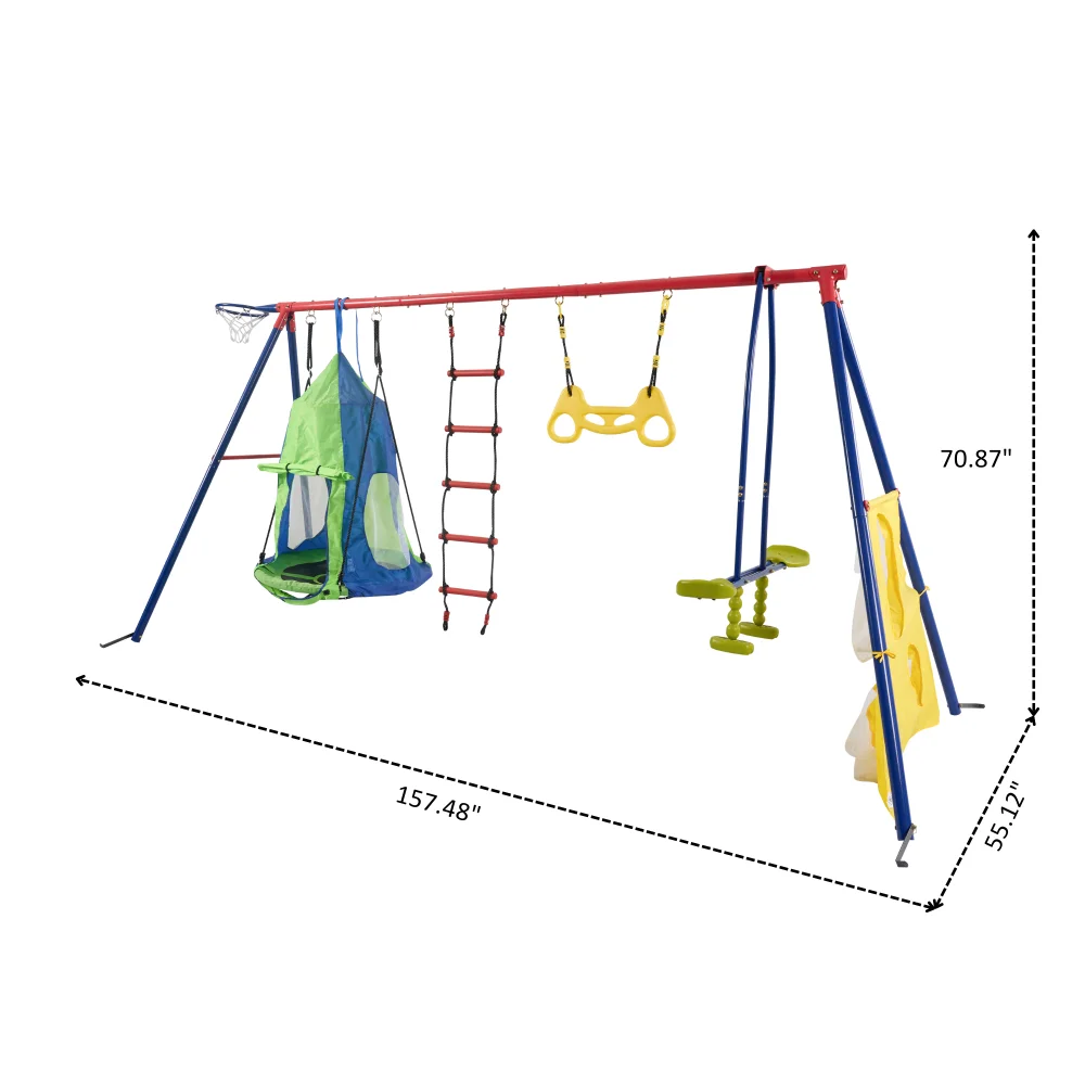 colore interessante altalena a quattro funzioni con altalena in rete e sedile altalena sicuro in plastica metallica da faccia a faccia 550 libbre per esterno