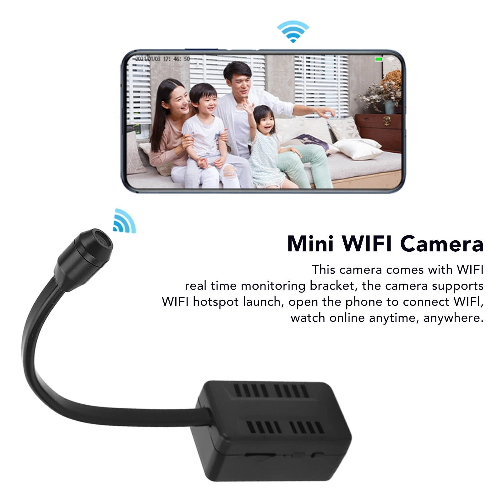 Mini WiFi Camera HD 1080P Flexible Lens Cable 2 Way Talk Motion Detection USB Rechargeable Small Wireless WiFi Camera
