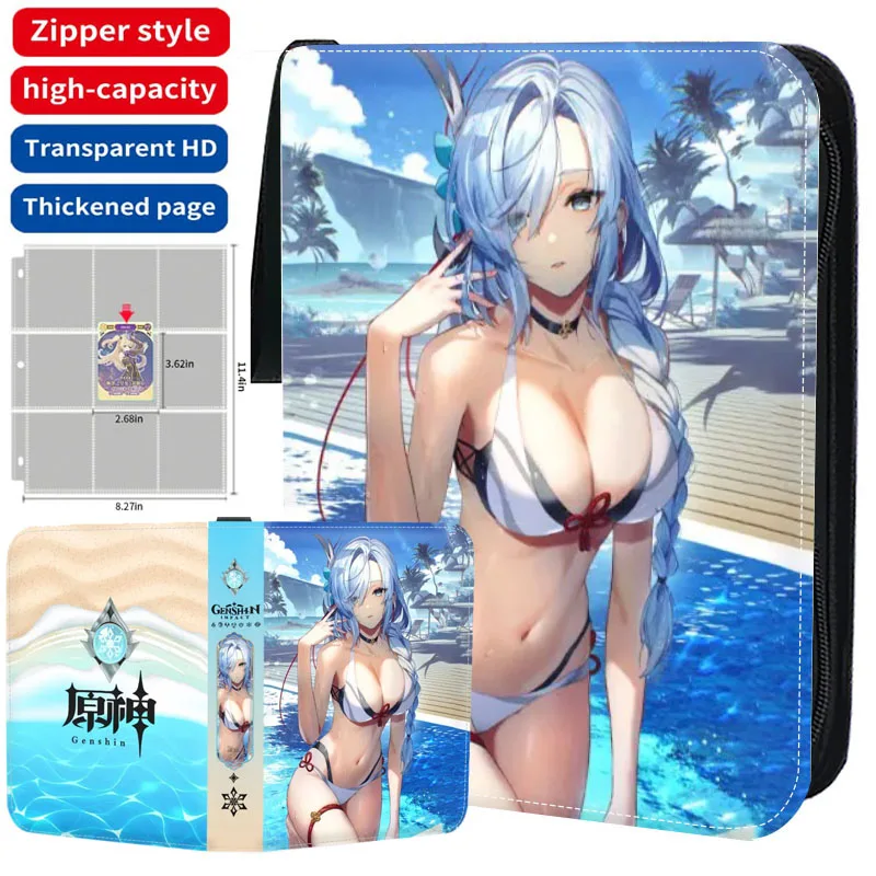 

4/9 Pocket Genshin impact Card Album Collector Book Folder with 50 inner Pages Zipper Anime Trading Game Card Binder Holder