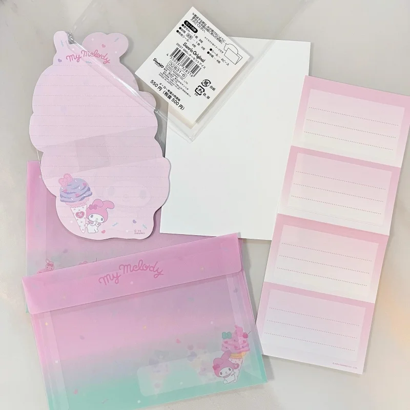 5 satz/los Sanrio Kuromi Pochacco Umschlag Set Kawaii Kitty Festival Nachricht Grußkarte Memo Pad Schulbedarf Kinder Geschenk