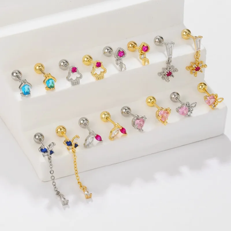 

Charming Cloud Bow Zircon Love Heart Snowflake Tassel Stud Earring for Women Fashion Jewelry Minimalist Accessories Wholesale