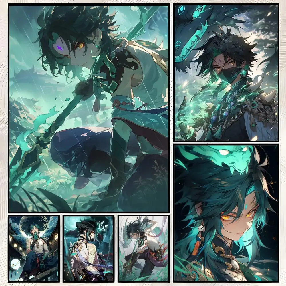 Game G-Genshin Impact Xiao Poster, selbstklebendes HD-Wandkunstposter aus PP-Papier, wasserfeste Dekoration für Schlafzimmer, Wohnzimmer und Zuhause