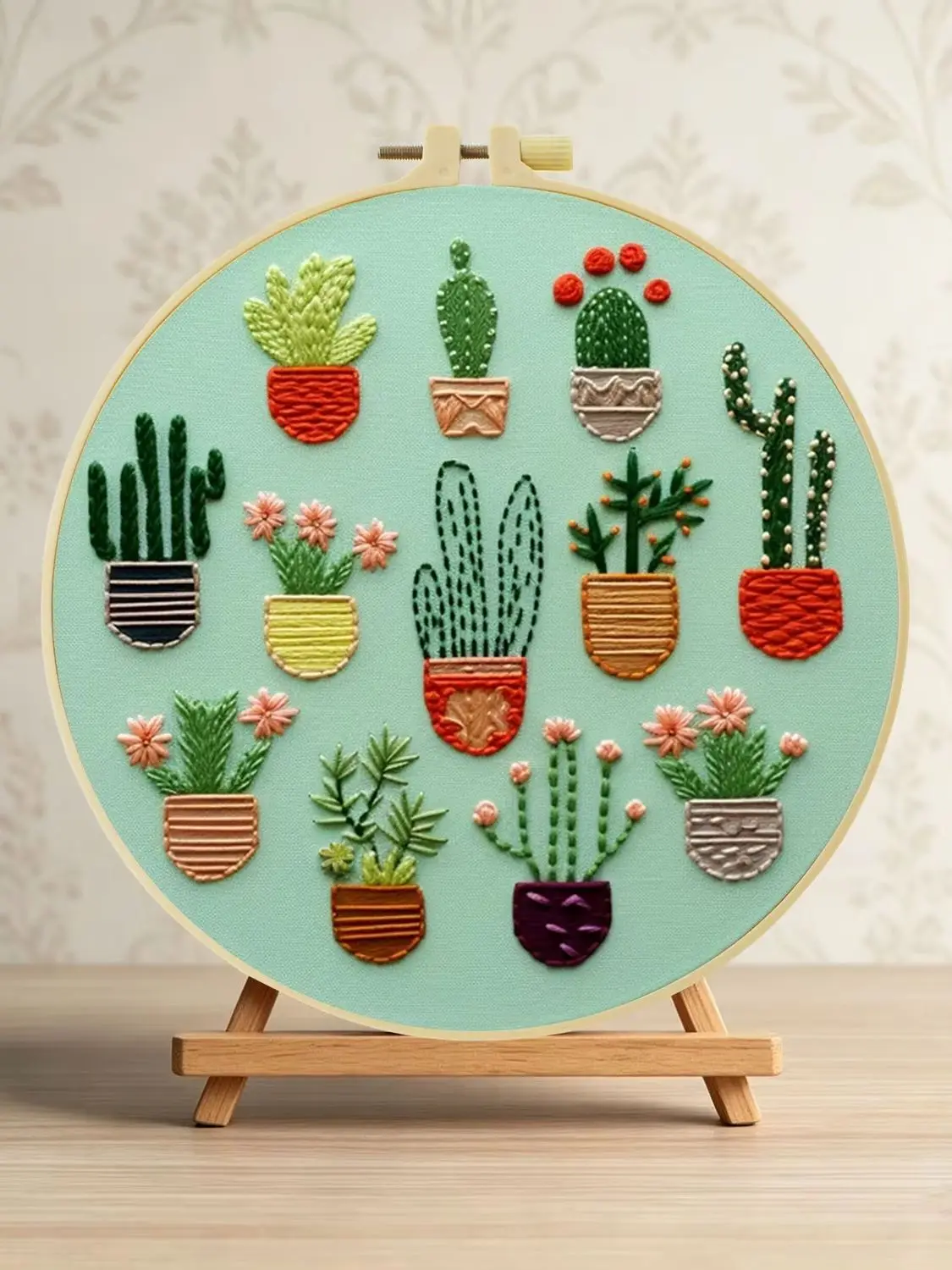 1 Stück DIY Stickerei-Material-Set für Anfänger, Stickerei-Starter-Kit, Kreuzstich-Kunst als Geschenk, Näh- und Bastelzubehör – Detail 1