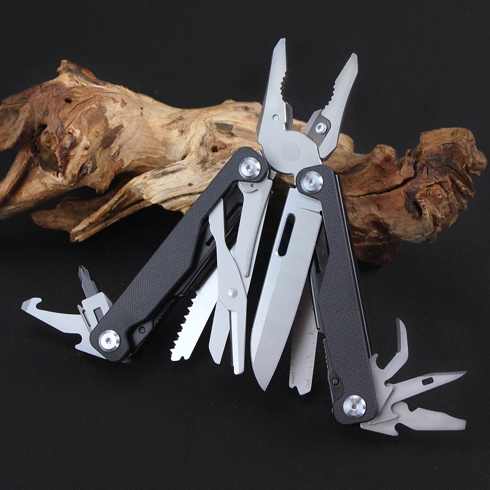 15 in 1 Titanium/G10 Handle Multifunctional Pliers Outdoor Multi-tool Clamp Folding Knife Scissors Outdoor EDC Combination Tools