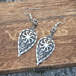 1 Pair Slavic Kolovrat Shield Sword Viking Rune Jewelry Sowulo Symbols Vintage Punk Earrings Women Men Amulet Gifts