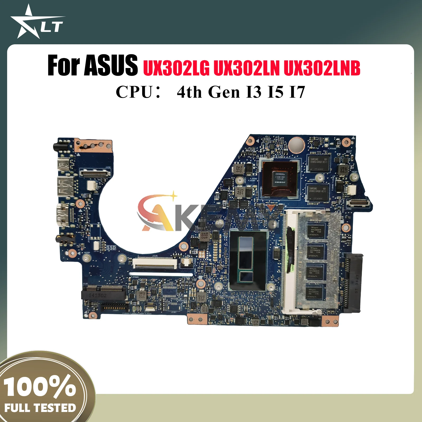 

UX302LG Материнская плата для ноутбука ASUS ZenBook UX302LNB UX302L UX302LN UX302LG Материнская плата для ноутбука с процессором I3 I5 I7 111% тестирование ОК