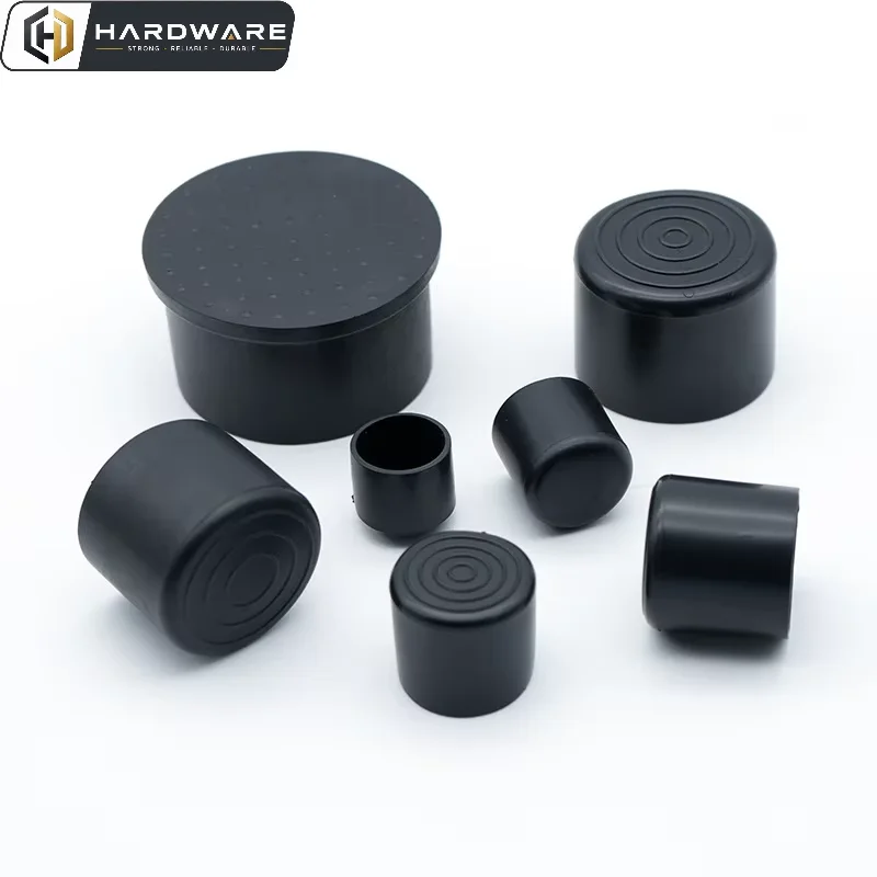 Round Black Pvc Soft Rubber Pipe Sleeve Tube Cap Table Chair Foot Pad Protective Cover 30 32 35 38 40 42 45 48 50 53 60~100mm