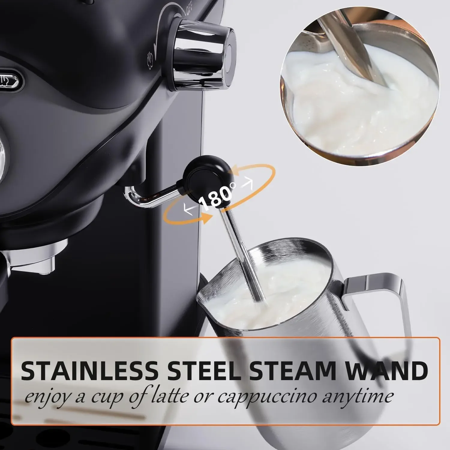 20 Bar Semi-Automatic Espresso Machine, Compact Espresso Coffee Machine