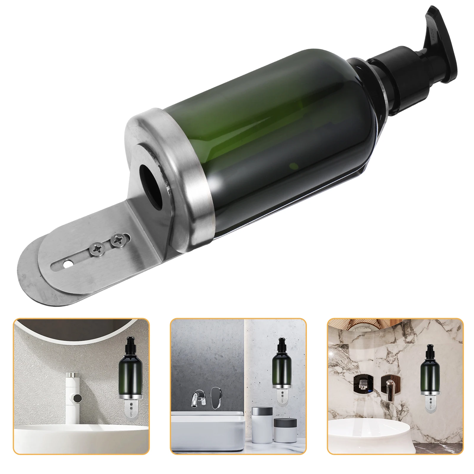 

1 Set Stainless Steel Soap Dispenser Wall Mounted Space Saving Large Capacity Empty Bottle Dispenser For Kitchen Sink