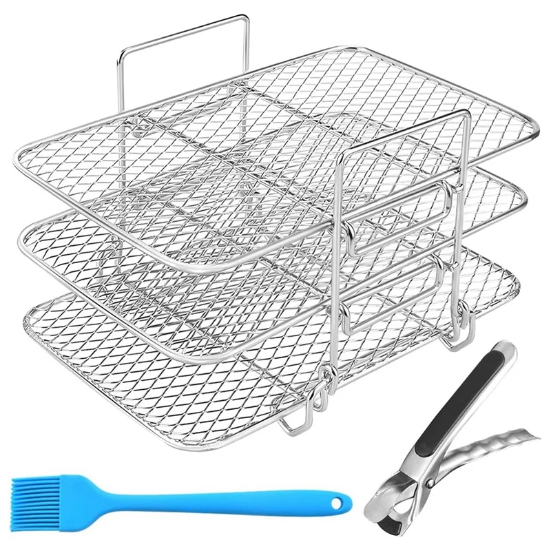 

1 комплект подставки для фритюрницы, совместимая с двойной подставкой для фритюрницы Ninja Foodi, 3-слойный дегидратор