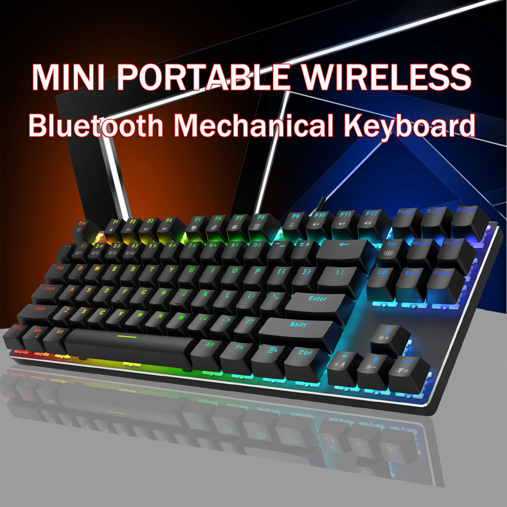 Metoo mini Portable Wireless bluetooth mechanical Keyboard Red Switch Gaming Keyboard type-c-USB For Desktop Tablet Laptop