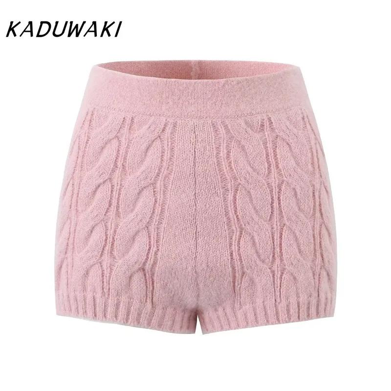 KADUWAKI E-girl Gothic Women Spring Fashion Sweet Twist Jacquard Knitted Cardigan Rhinestone Button Short Sweater Cute Outwear