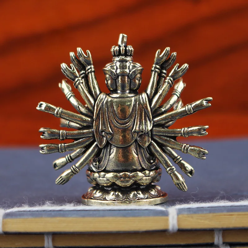 تمثال نحاسي لبوذا كوندي، تمثال مذبح قوانيين مصنوع يدويًا لتزيين معبد المنزل، هدية بوذية #3