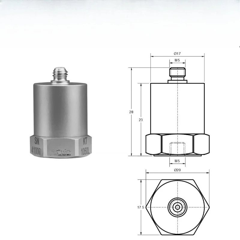 Single-axis piezoelectric accelerometer sensor vibration and bridge-type vibration