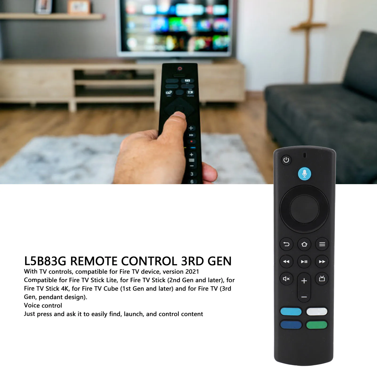 ZK40 	L5b83g Replacement Remote Control 3rd GEN TV Voice Remote Control for Fire TV Stick 2nd Gen 4K Lite