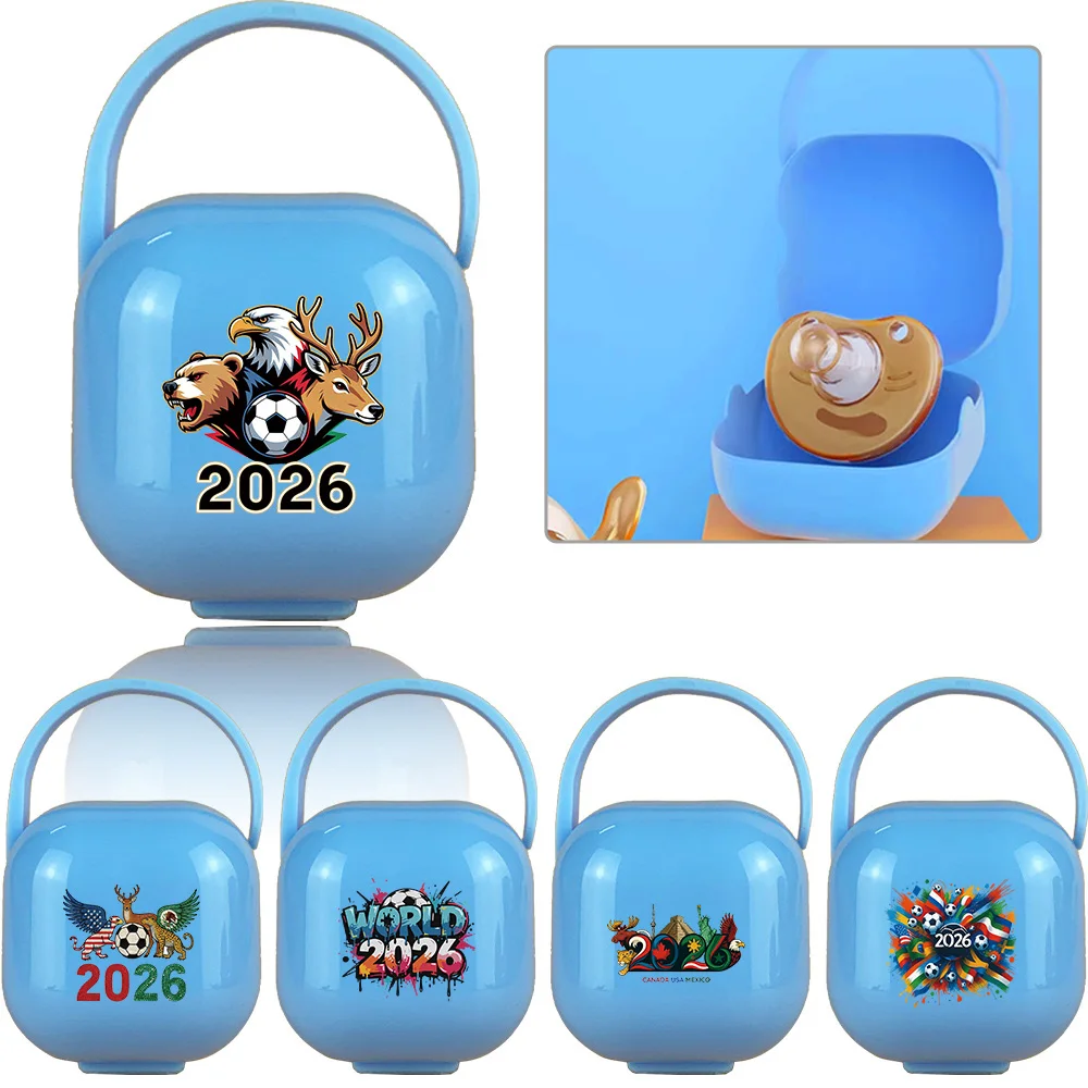 Portable Pacifier Case With Handle Plastic Dustproof Lightweight Infant Dummy Box For Travel Stroller Outdoor World 2026 Pattern