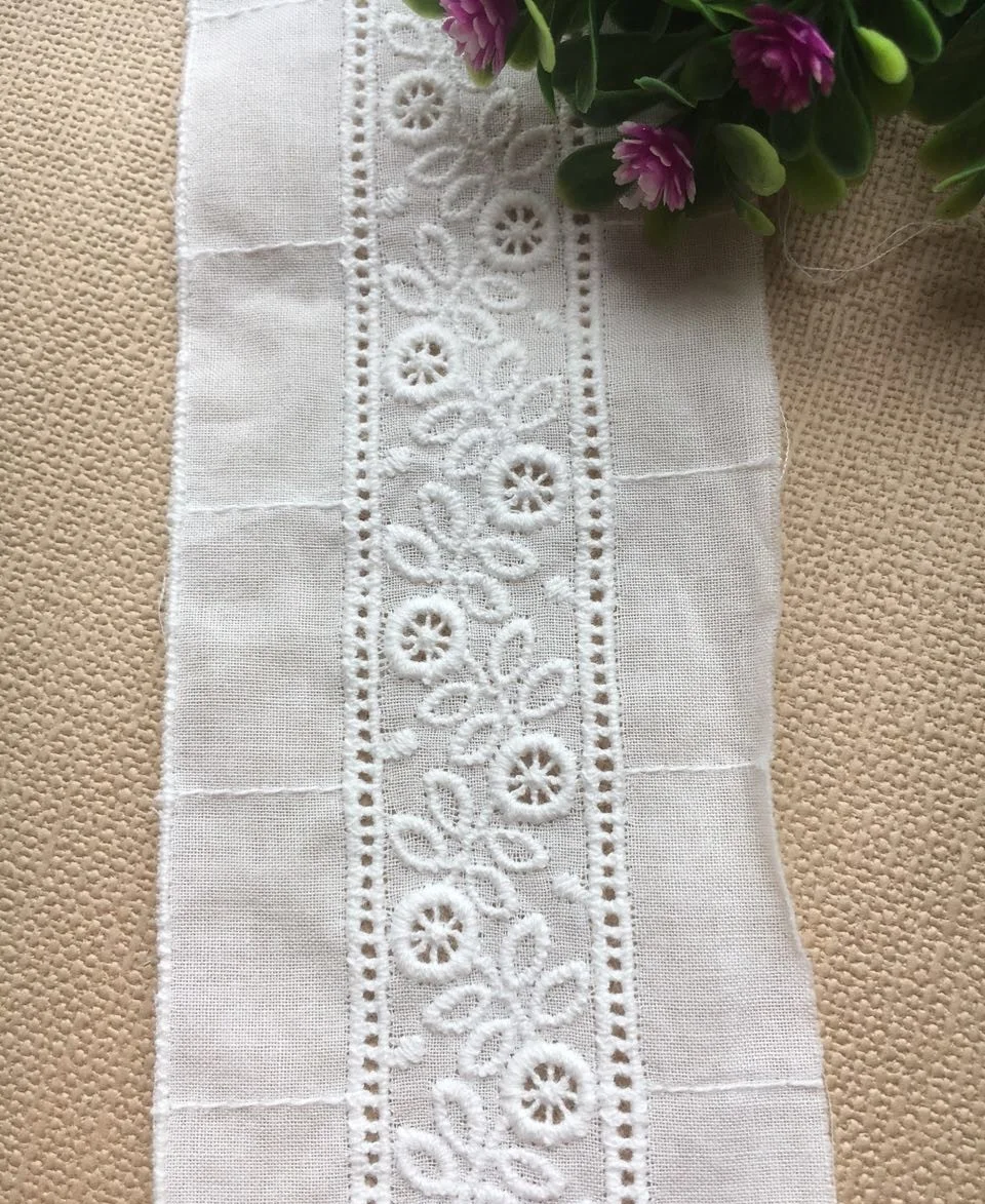 4yards/lot 5.5cm White Cotton Hollow Out Wheel Embrodiered Lace Trim Material X1412