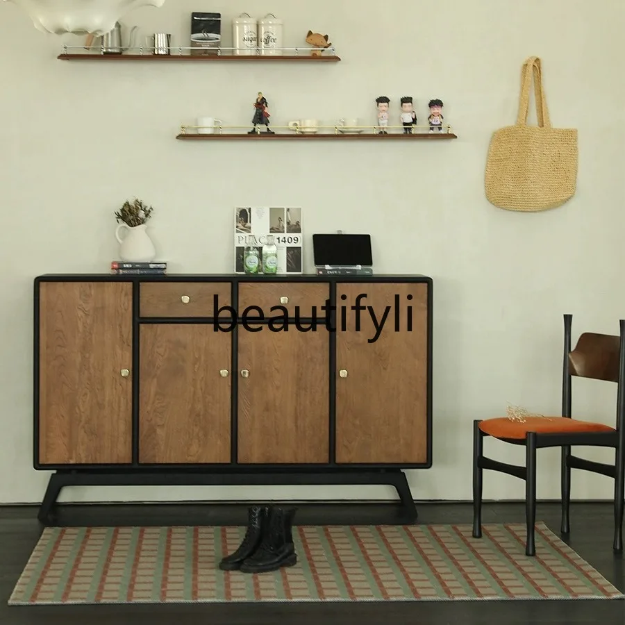 

American Style Solid Wood Vintage Entryway Cabinet Antique Style Sideboard Hallway Entryway Wall Decor Storage Cabinet