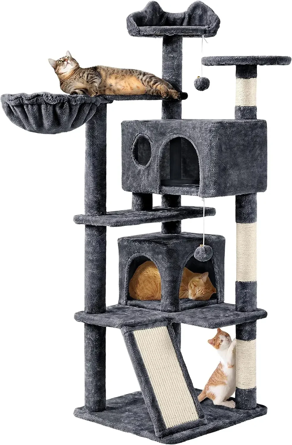 

57 inches Multi-Level Cat Tree Cat Condo with Scratching Posts Kittens Activity Tower Pet Play House Furniture