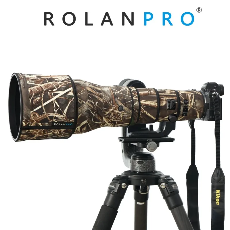 ROLANPRO Wodoodporny pokrowiec na obiektyw Nikon Z 800mm F/6.3 VR S Kamuflaż Pokrowiec ochronny Pokrowiec przeciwdeszczowy Z800mm Z800 Pokrowiec na broń