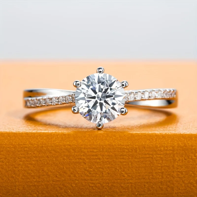 

Moissanite Rings For Women S925 Sterling Rings D Color VVS1 Plated 18K Round Diamond With GRA Engagement Wedding Woman Jewelry