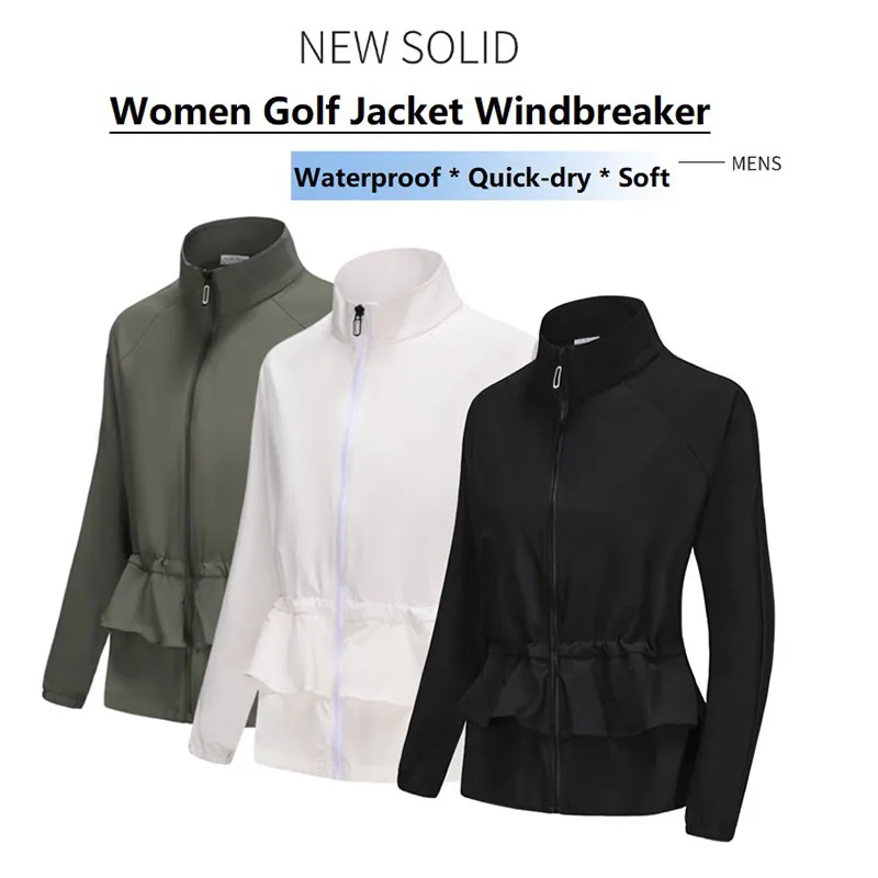 New Sports Golf Jackets for Women Winter Autumn Zip Stand Collar Golf Coats Ladies Long Sleeve Waterproof Leisure Windbreaker