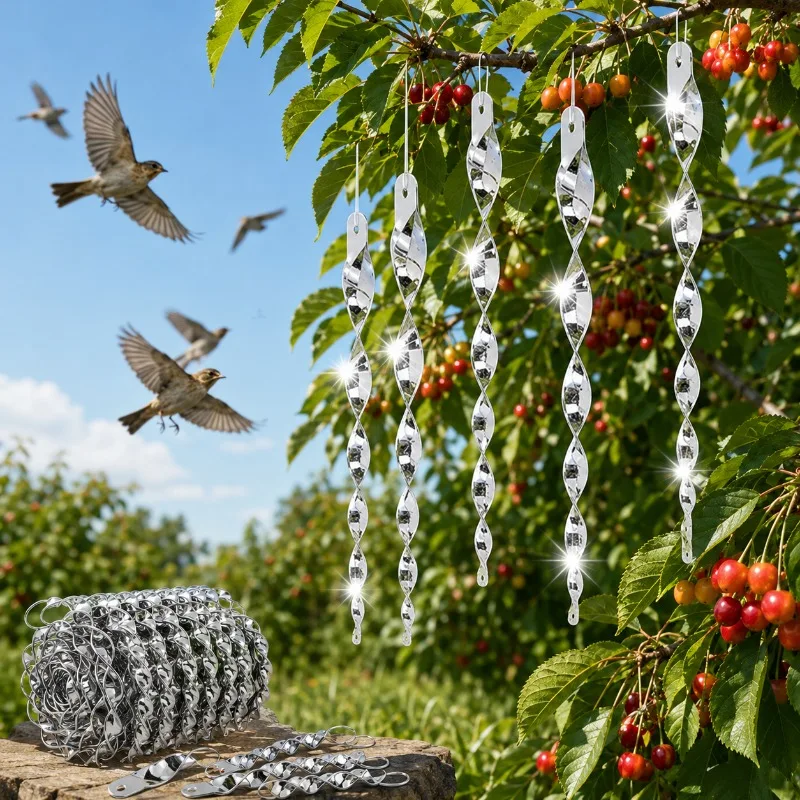 12/30pcs Creative Bird Repellent Reflective Stick Agricultural Bird Repellent Stick Anti-bird Scare Bird Reflective Decorations