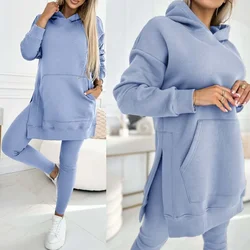 Casual Two Piece Sets Womens Outifits Streetwear 2024 Summer Sports Leisure Long Sleeves Hoodie Thick Bottom Pants Suit Female