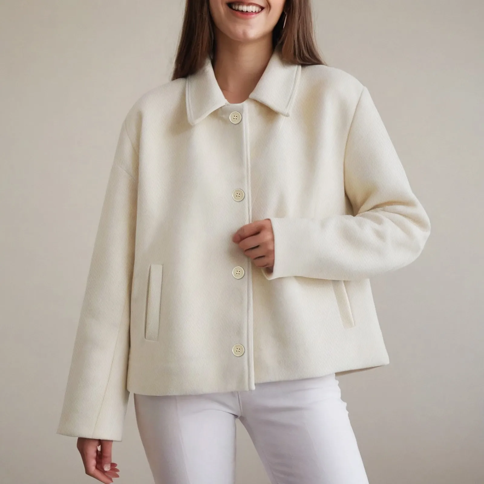 

Женские осенние полушерстяные куртки, уличная одежда, пальто на пуговицах с лацканами, верхняя одежда во французском стиле ретро, женские куртки-бомберы больших размеров