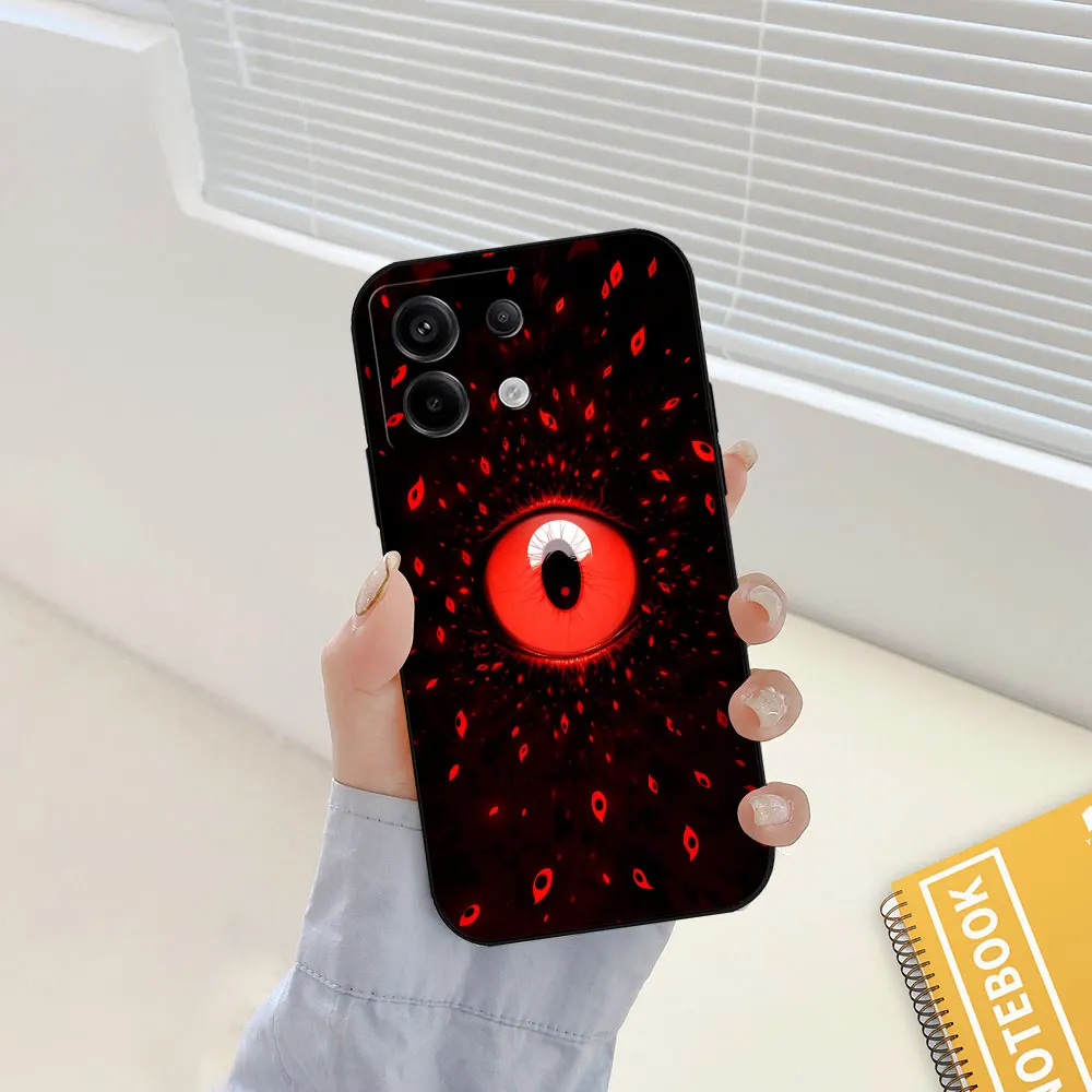 Scary Black Red Eye Phone Case For Redmi Note 13 12S 12 12T 11 11E 10 9 9T 9S 8 7 6 11T 11S Pro Plus Black Soft Silicone Cover